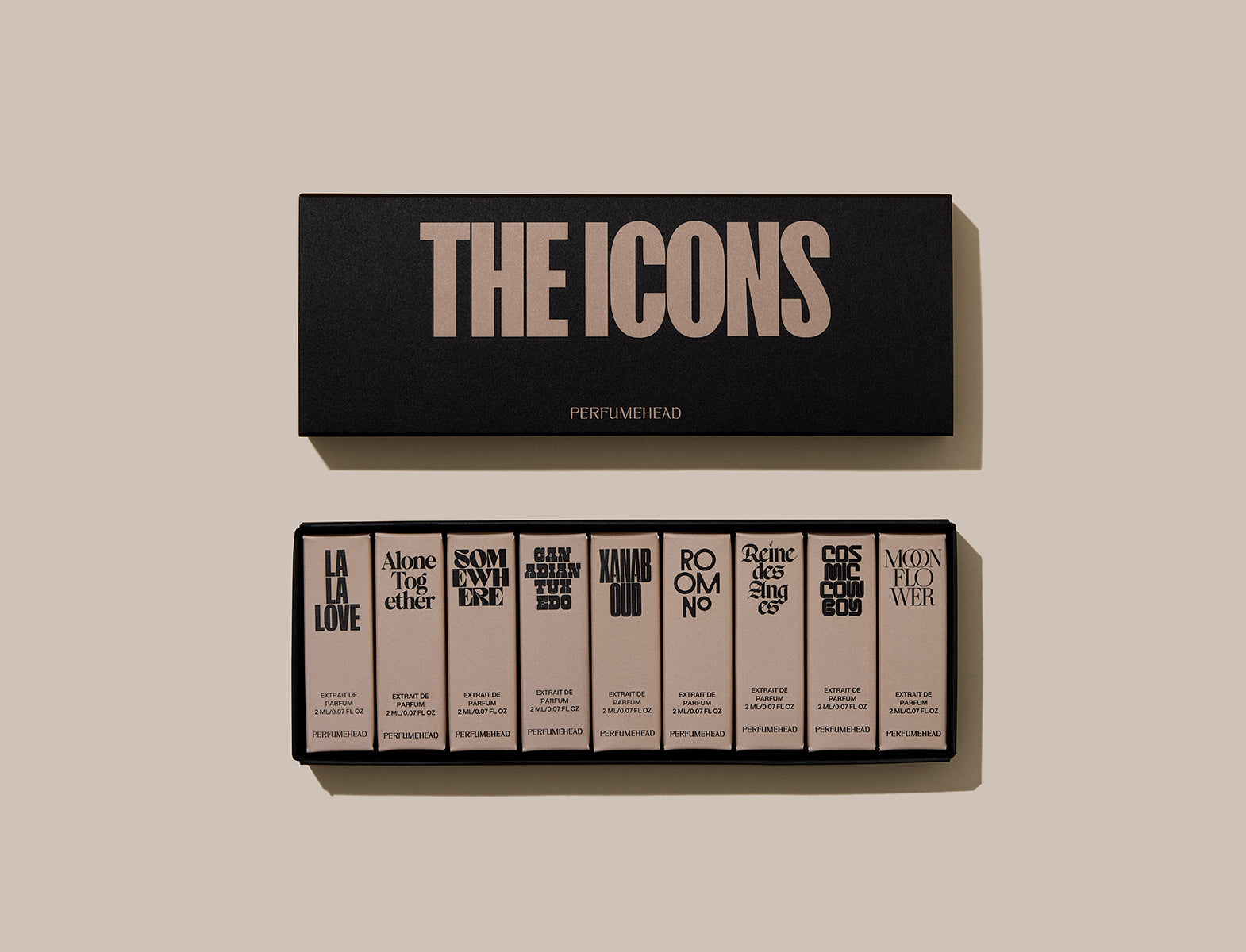 The ICONS Collection by Perfumehead. Nine extrait de parfum fragrance samples.