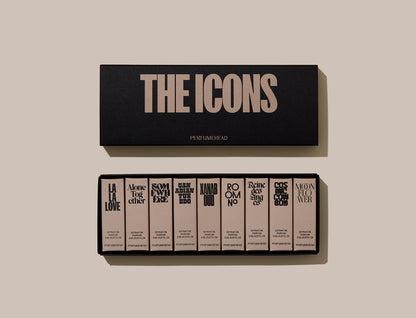 The ICONS Collection by Perfumehead. Nine extrait de parfum fragrance samples.