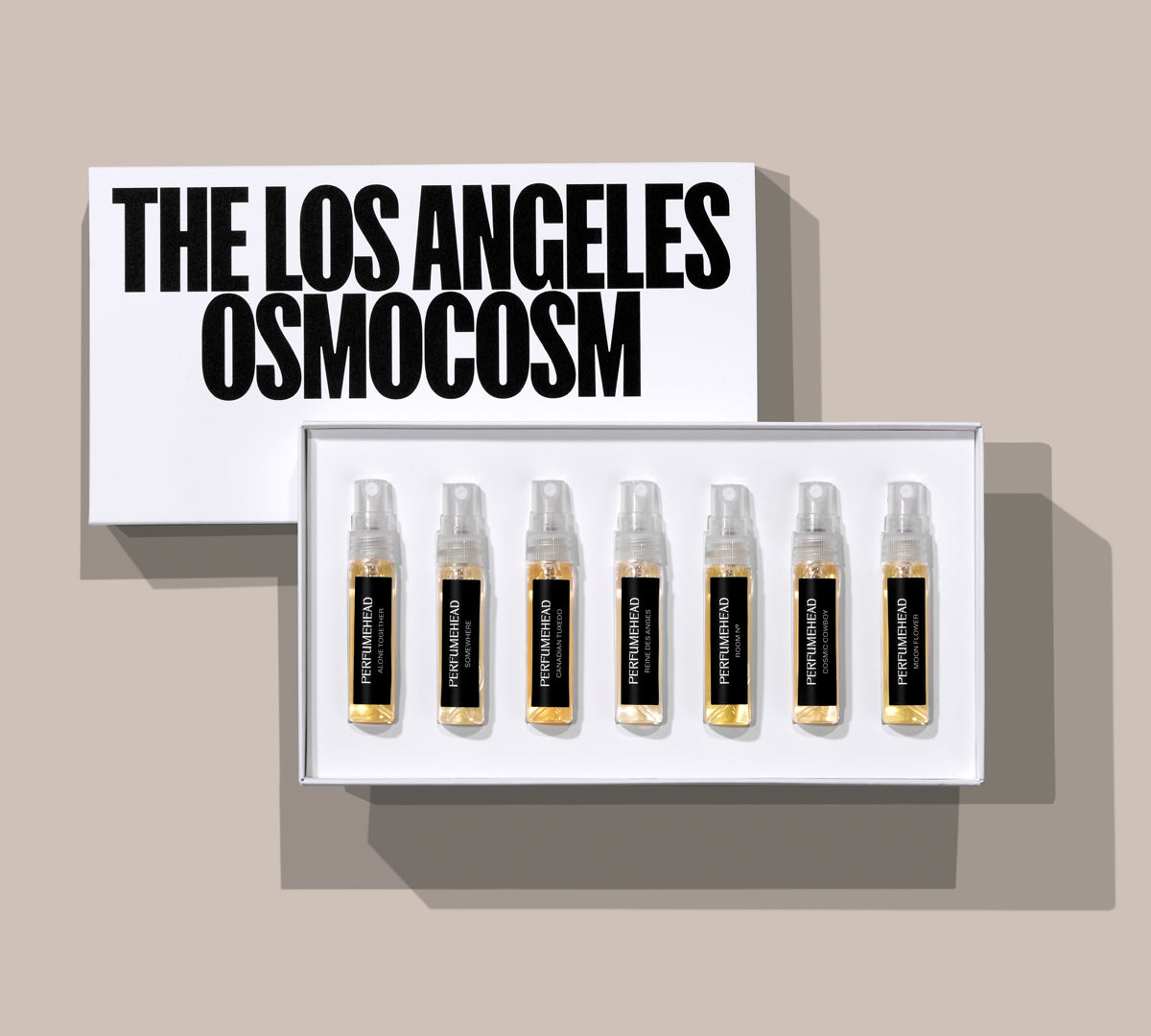 The Los Angeles Osmocosm Discovery Set by Perfumehead box and bottles.
