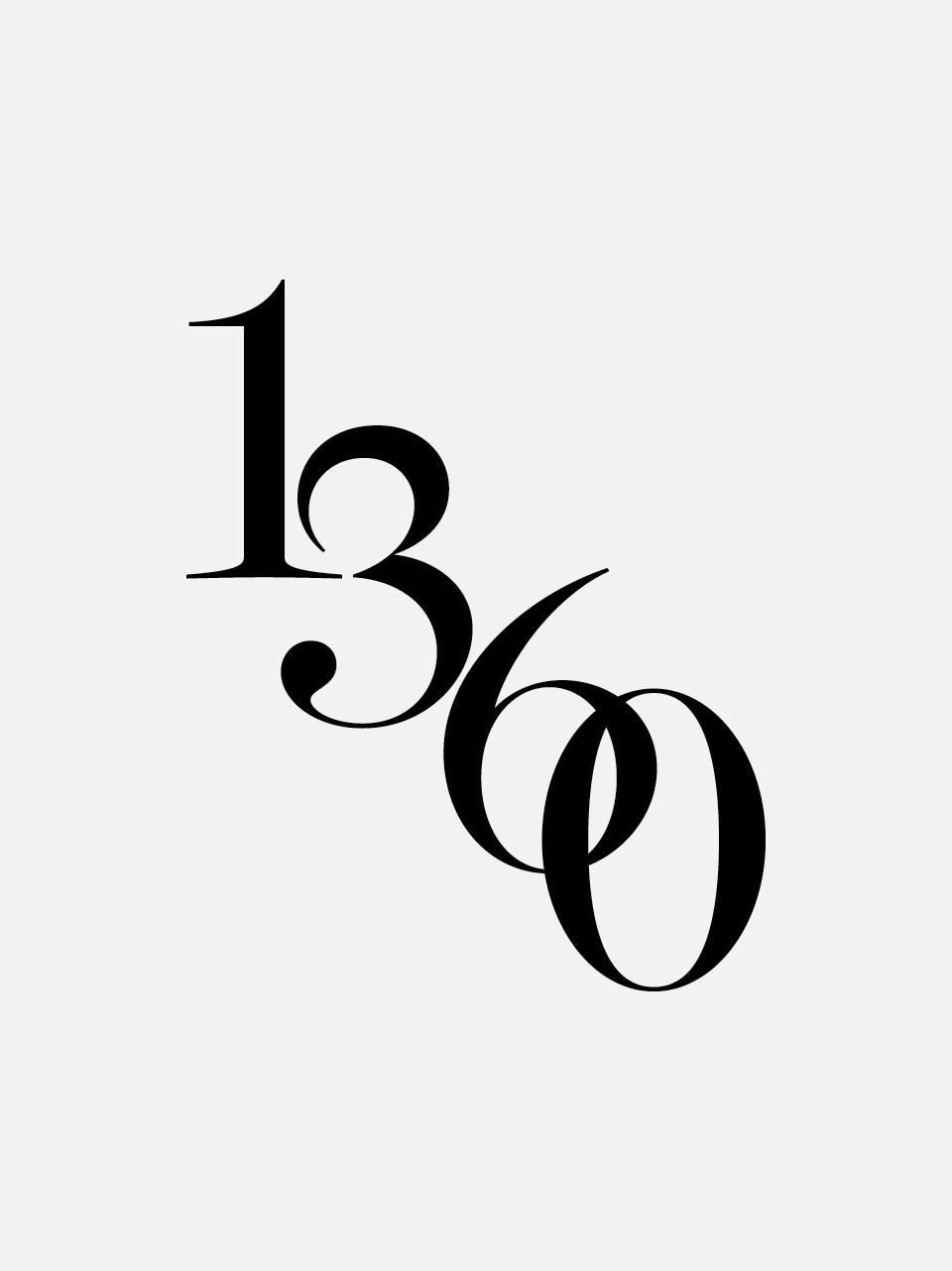 Black stylized numerals '1360' in a bold serif typeface on a light gray background.