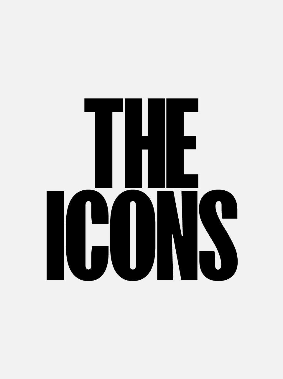 The text 'THE ICONS' in bold black sans-serif lettering centered on a whitebackground.